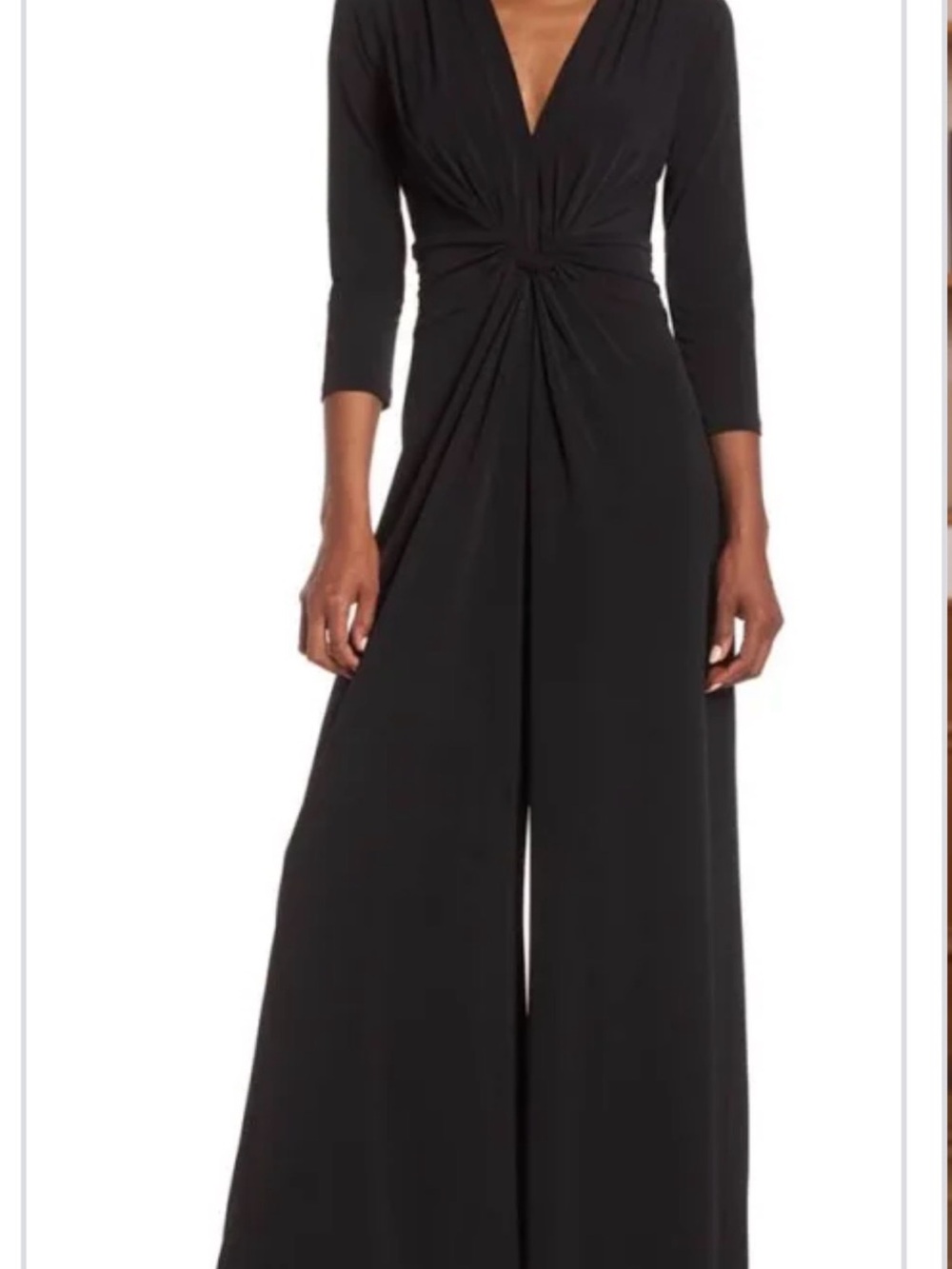 Eliza J Black V-Neck Knot-Front Jumpsuit